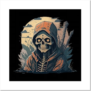 Whimsical Skeletons: Cartoon Illustrated T-Shirt Designs Posters and Art